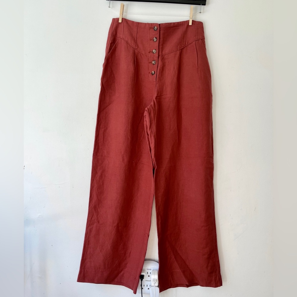 Express Linen Blend Super High Rise Wide Leg Pants Size Small